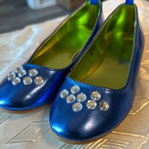 Blue Rhinestone Embellished Flats
